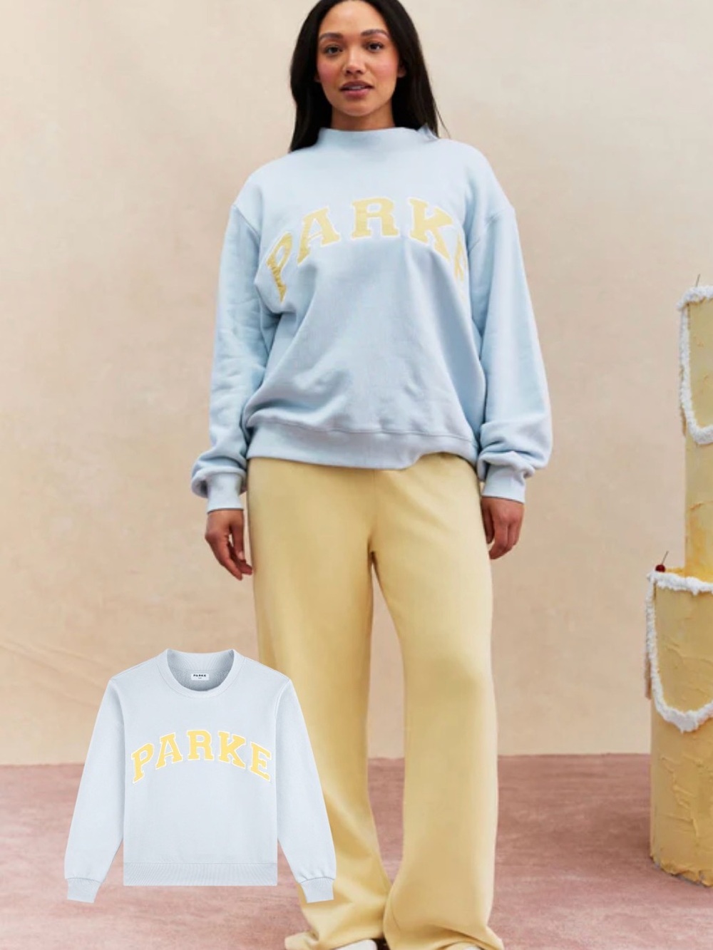 PARKE NWT mockneck sweatshirt in Blueberry with Peel (sold out Birthday Collect)
